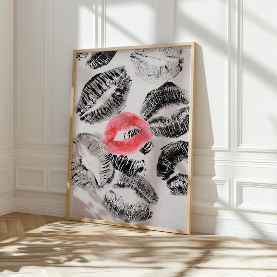 Red Kiss Black Lipstick Prints Fashion Dorm Room Teen Girl Wall Poster