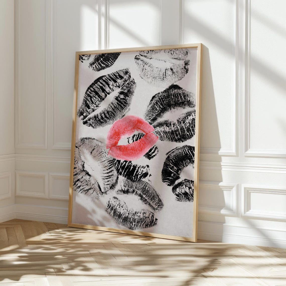 Kiss Lips Wall Art Bedroom Decor Teen Girl Room Dorm Girly Printaesthetic Printsred Kisses Print