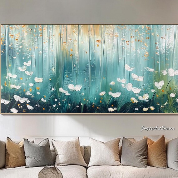 Abstract Forest Oil Painting On Original Abstract Textured Wall Art Large Green Wall Art Living Room Wall Art Wonderland Oil Painting