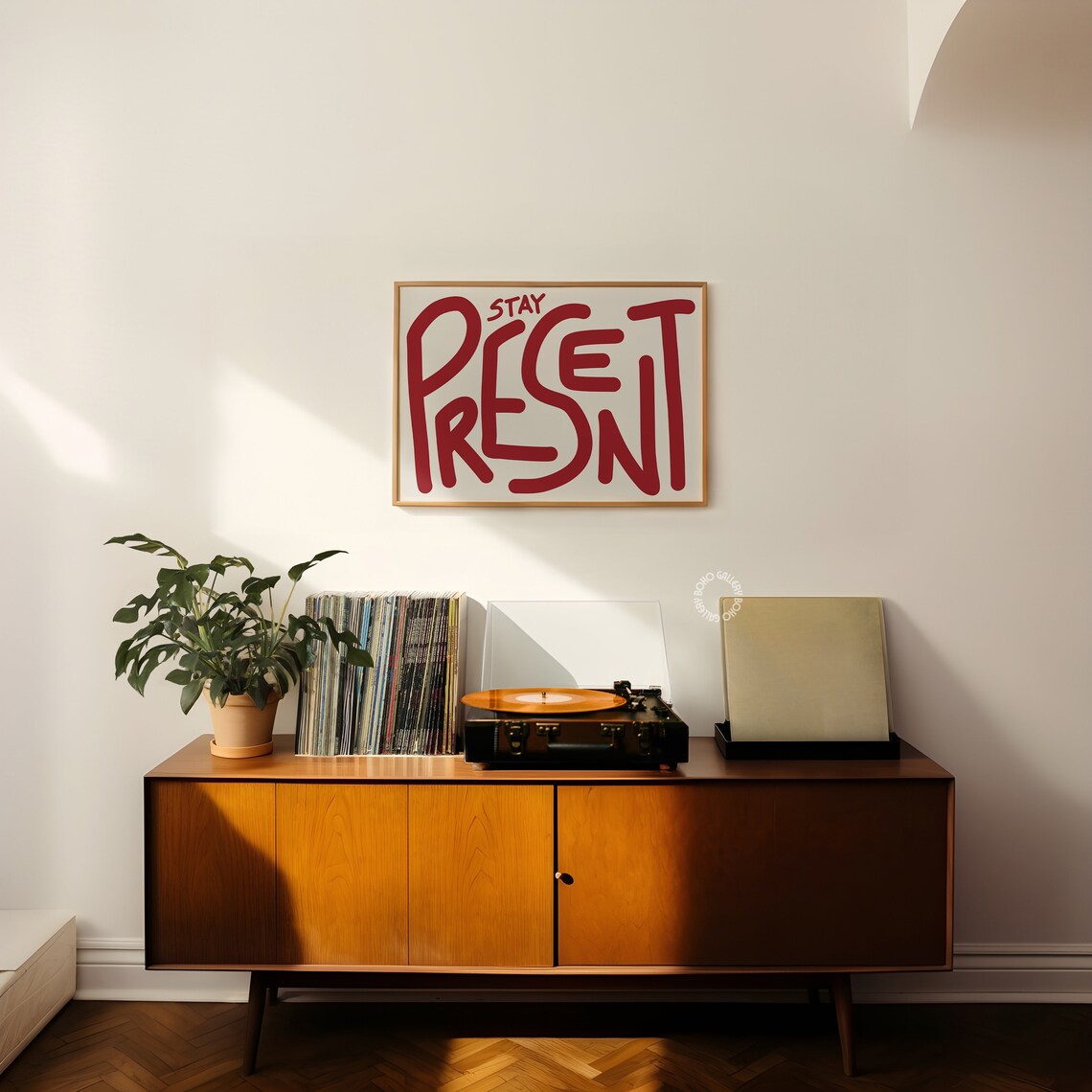 Stay Present Typography Poster, Mid-Century Art Print - Image 2