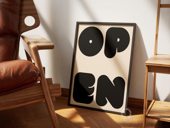 Open Minimalist Modern Typography Poster Instant Trendy Wall Art Bold Type Poster Gallery Wall Art Art