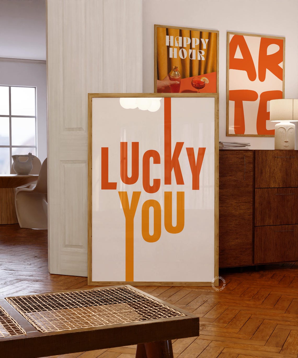Lucky You Bold Retro Typography Orange Cream Minimalist Poster - Image 2