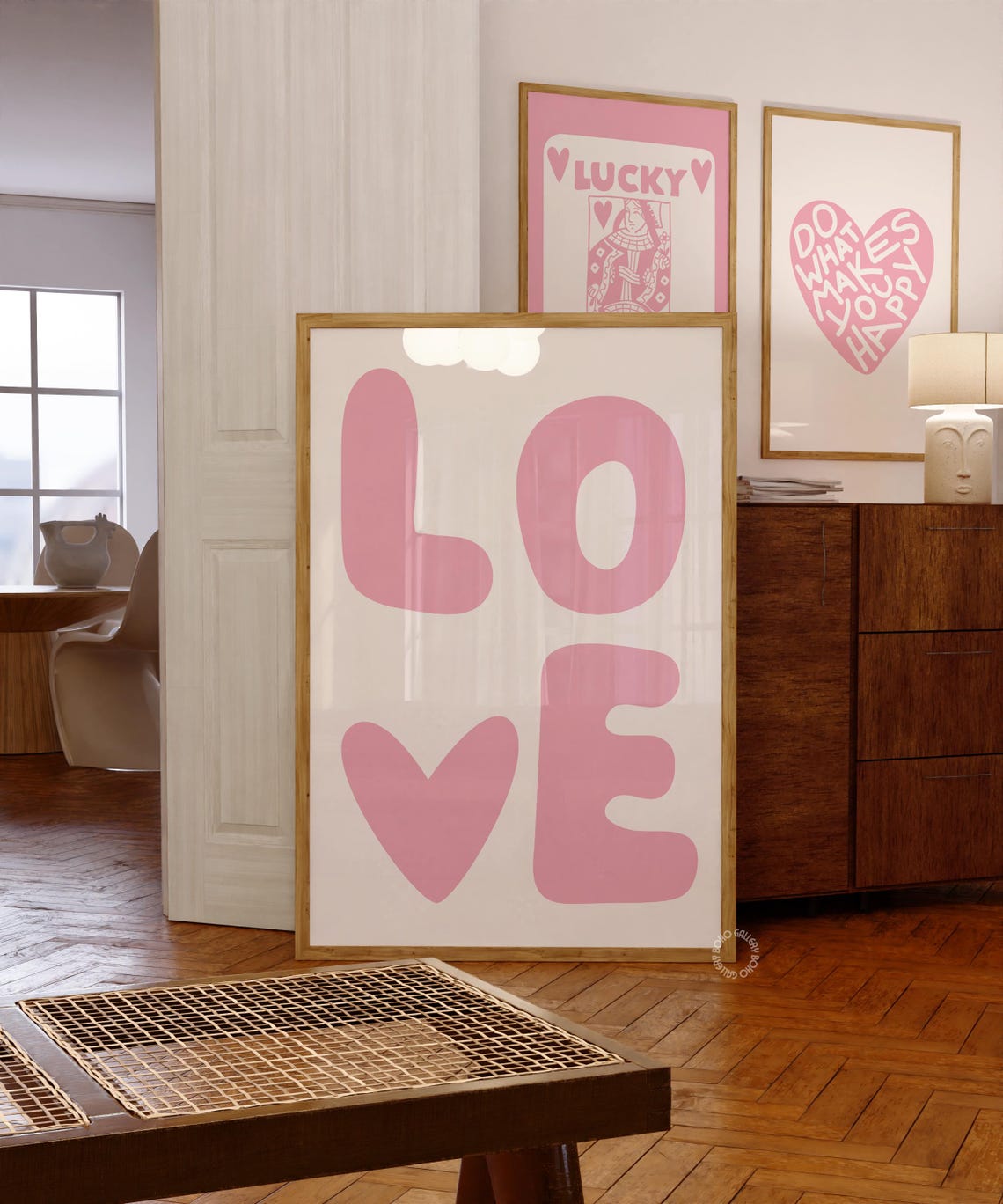 Pink Love Bubble Typography Heart Preppy Minimal Wall Poster
