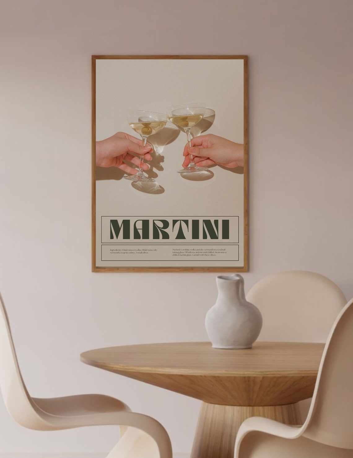Classic Martini Cocktail Recipe Poster Retro Bar Cart Wall Decor - Image 2