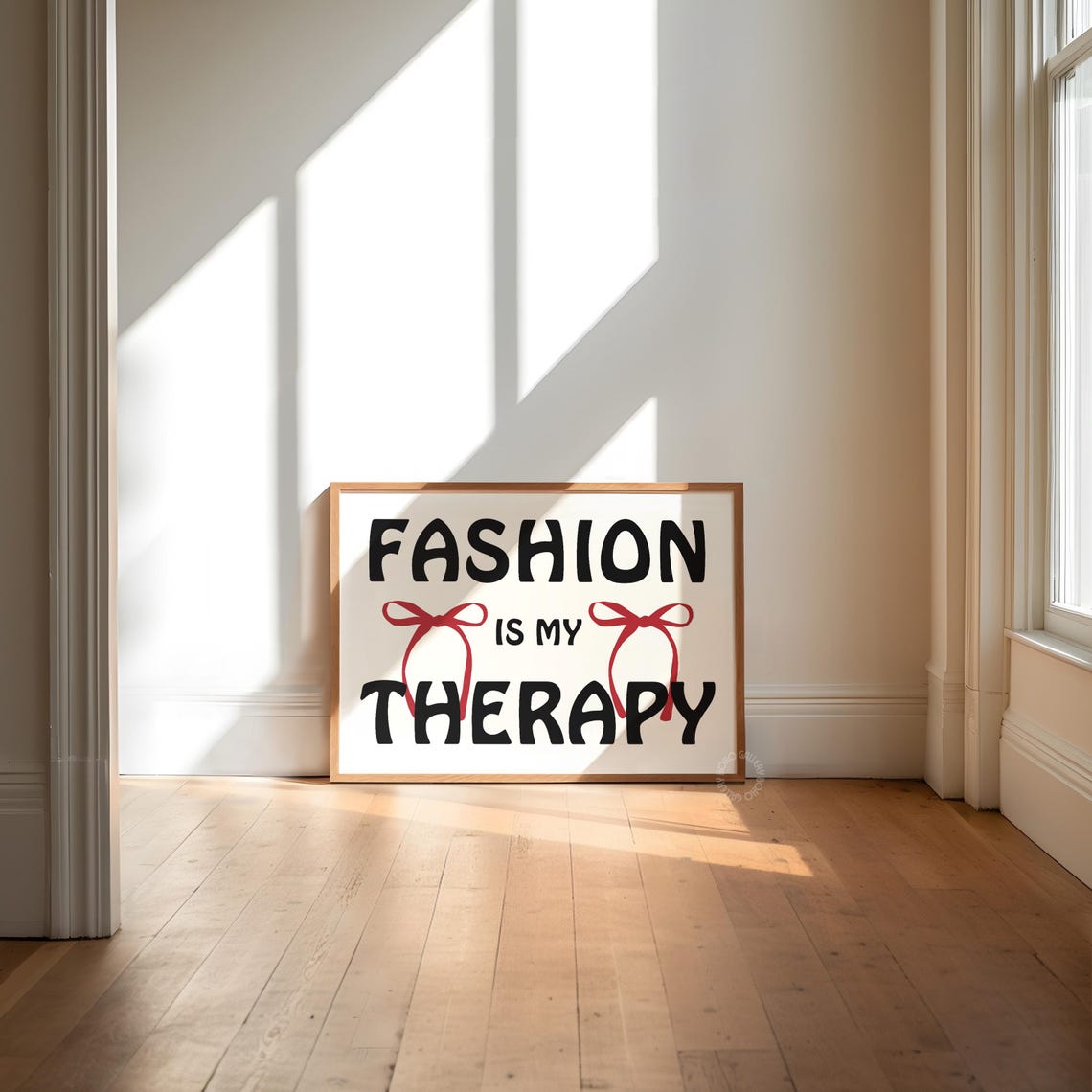 Fashion Is My Therapy Bow Typography Coquette Aesthetic Poster - Image 2