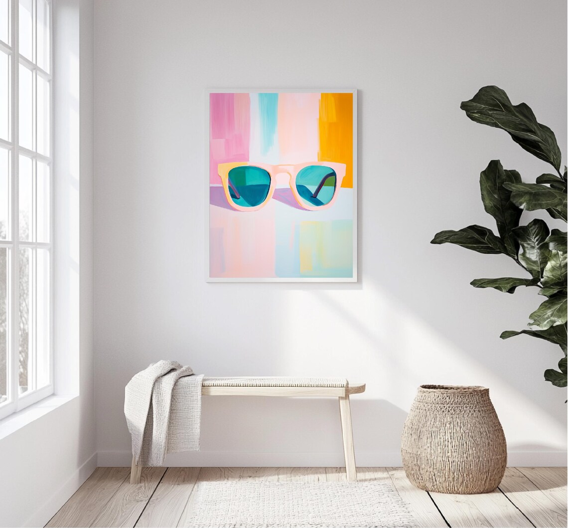 Retro Pink Sunglasses Teal Lenses Colorful Summer Pop Art Wall Art - Image 5