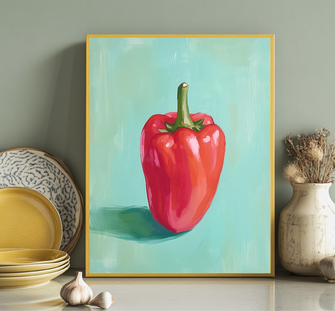 Red Pepper Art Vegetable Wall Print Vegetable Poster Cozy Art For The Kitchen Home Decorating Gift - Image 2