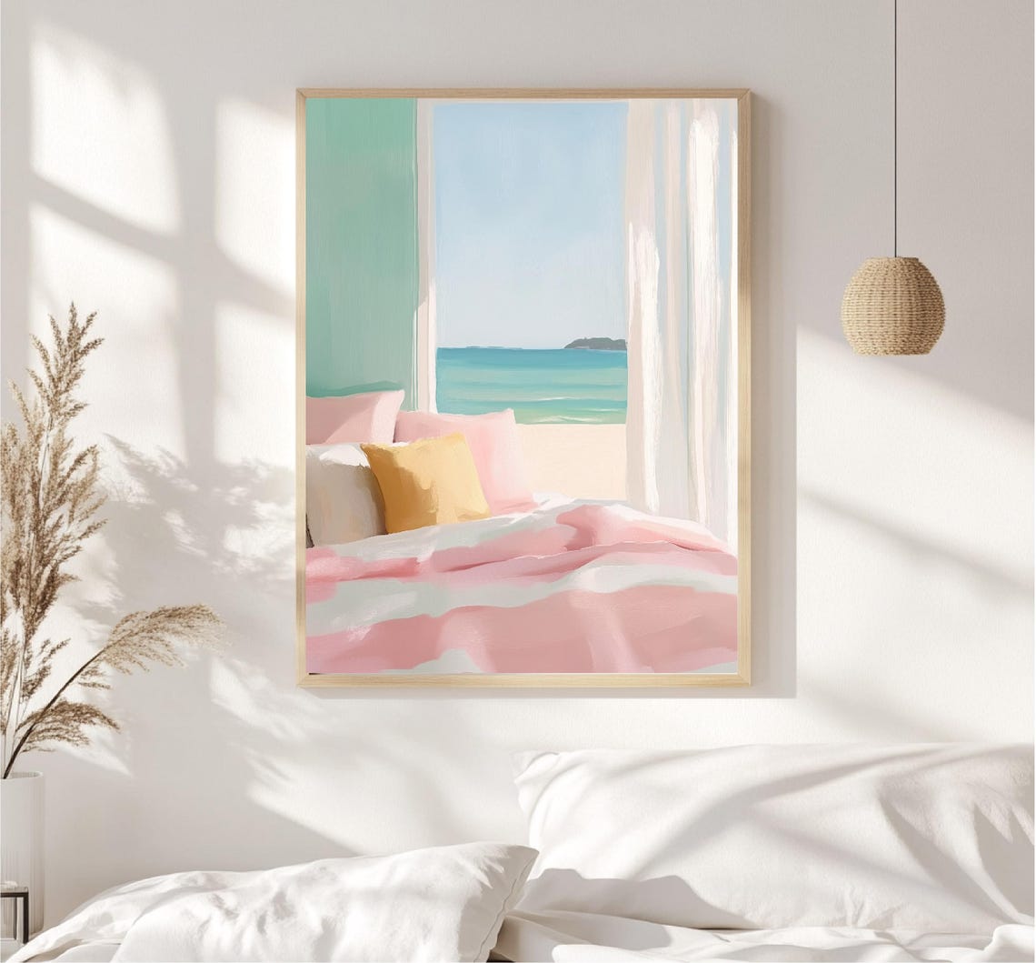 Ocean View Room Art Tropical Decor Summery Design In Pastel Shades For Beach Houses - Image 4