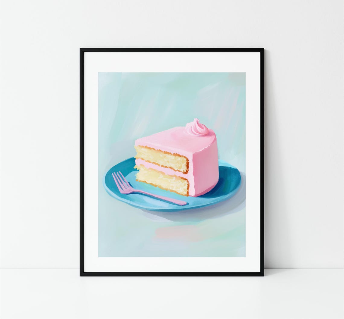 Colorful Cake Painting Pastel Cake Wall Decor Print Kitchen Decor Impressionist Food Print - Image 3