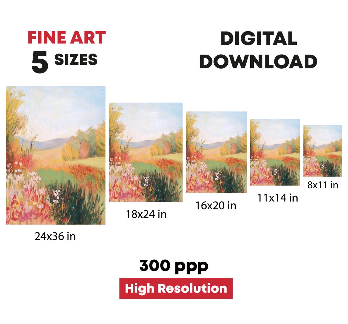 Golden Autumn Wildflower Meadow Impressionist Fall Field Print - Image 4