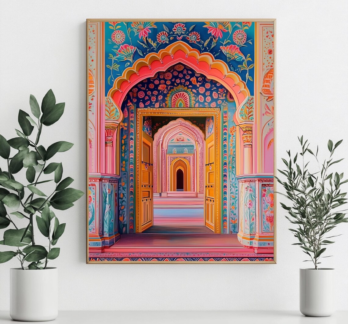 Jaipur Travel Poster, Indian Decor Door Illustration - Image 2