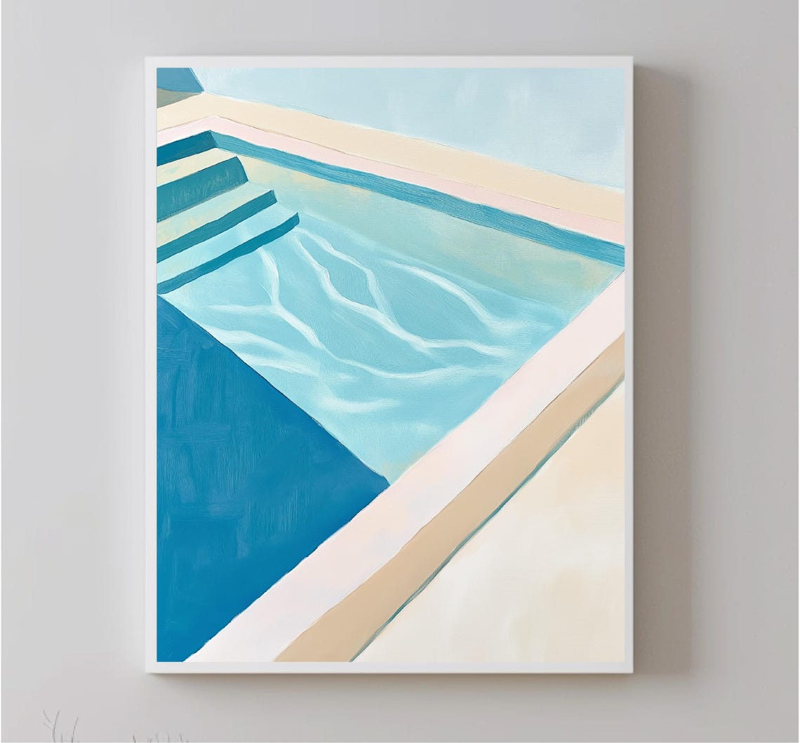 Abstract Pastel Blue Pool Water Minimalist Geometric Art Print - Image 5