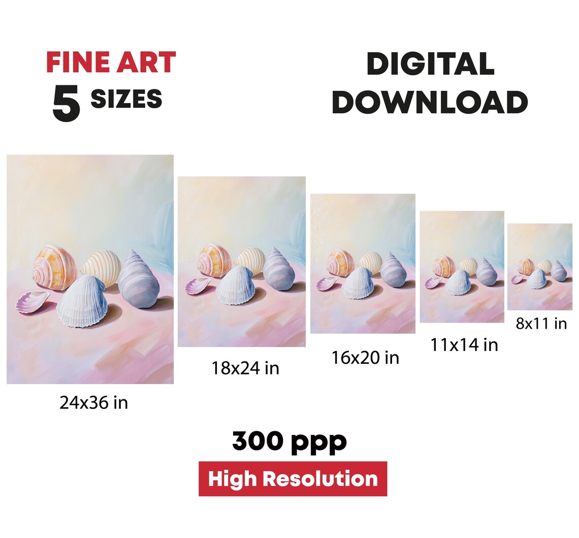 Pastel Seashells On Pink Table Beach Coastal Shells Still Life Art Print - Image 4