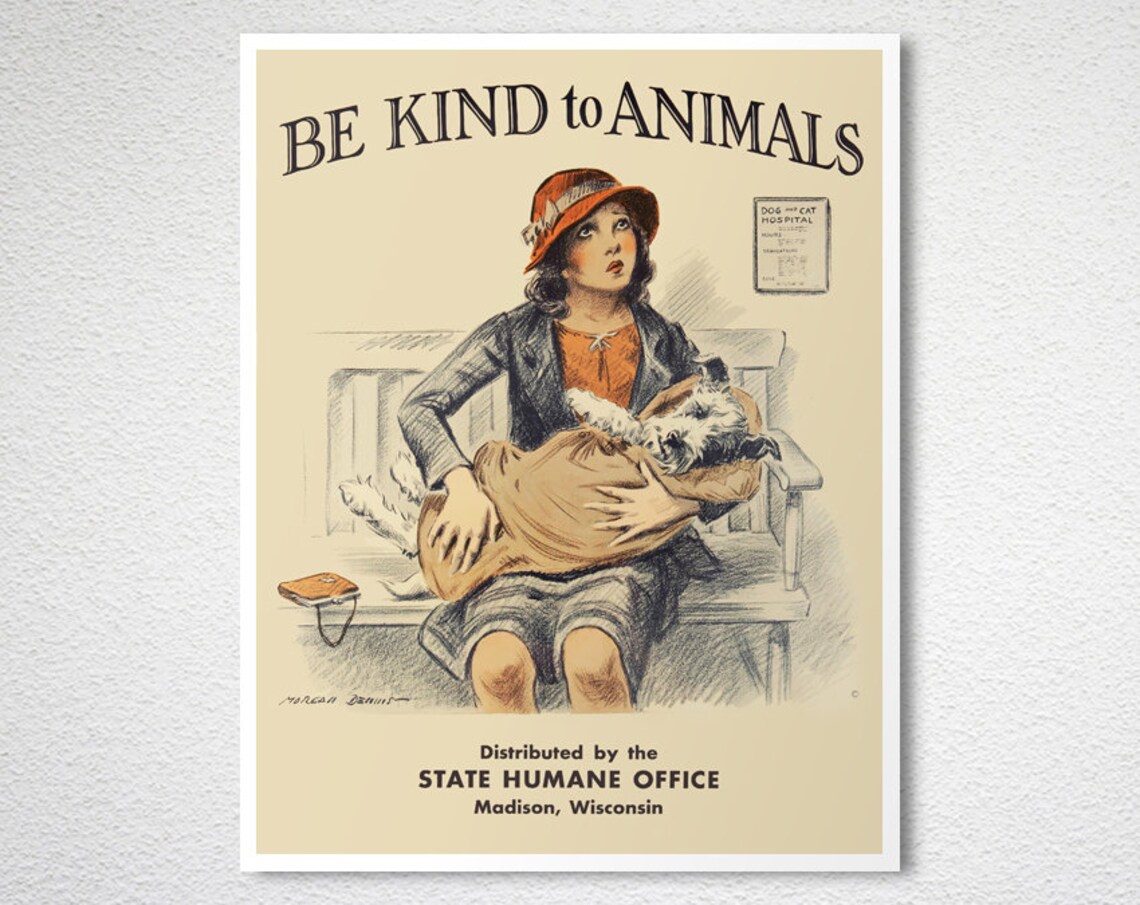 Be Kind To Animals Vintage Motivational Art Print - Image 2