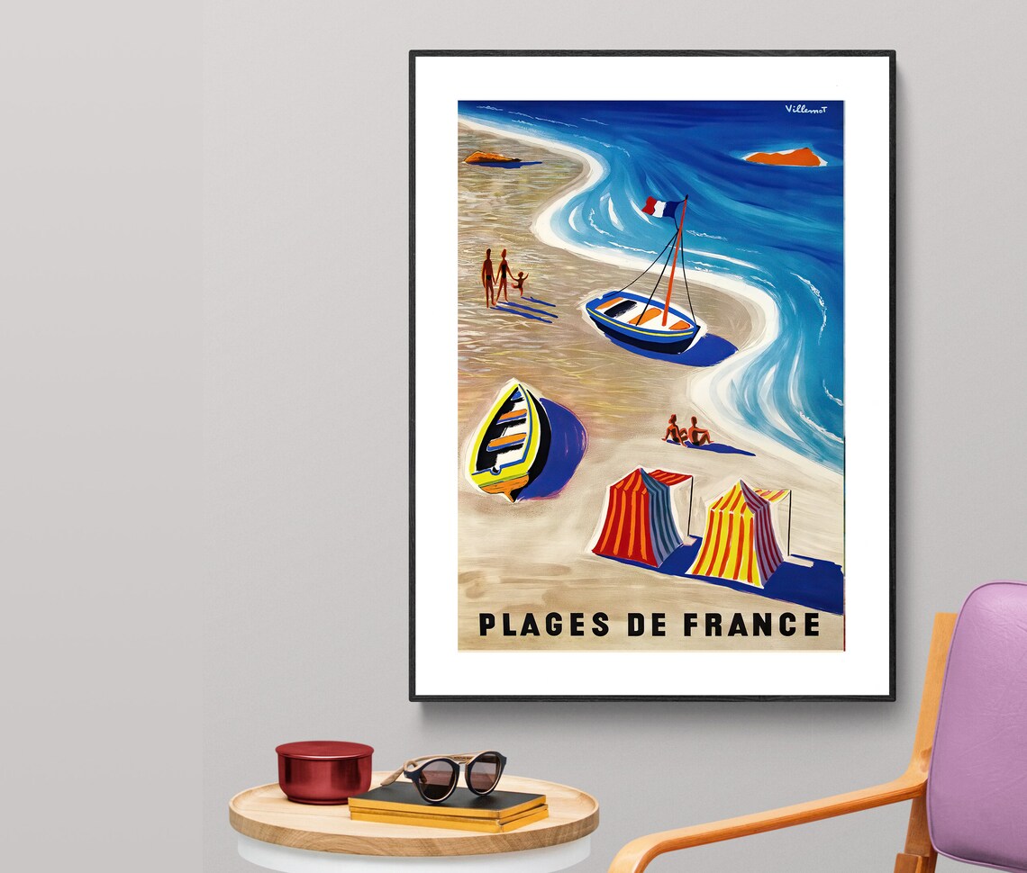 Plages de France Vintage French Seaside Beach Travel Poster Art