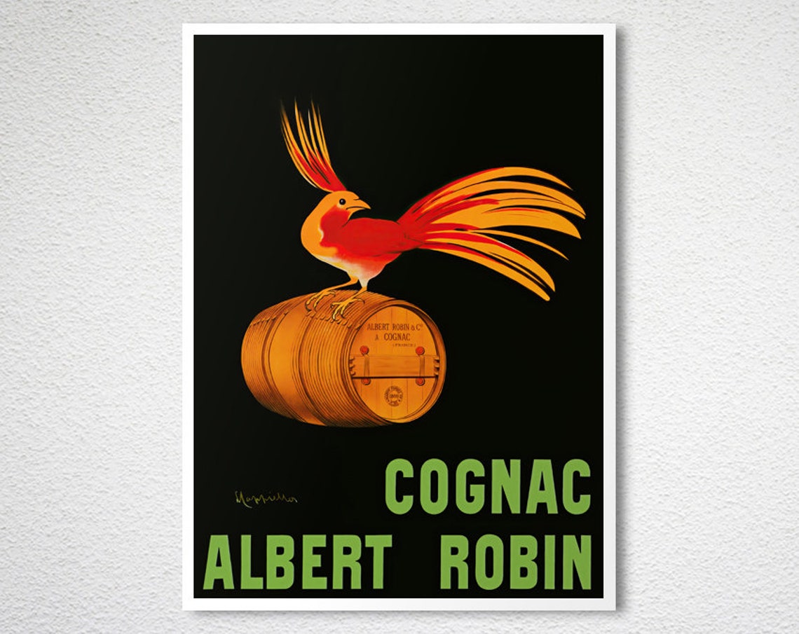 Cognac Albert Robin Phoenix Rooster Leonetto Cappiello Vintage Poster - Image 2