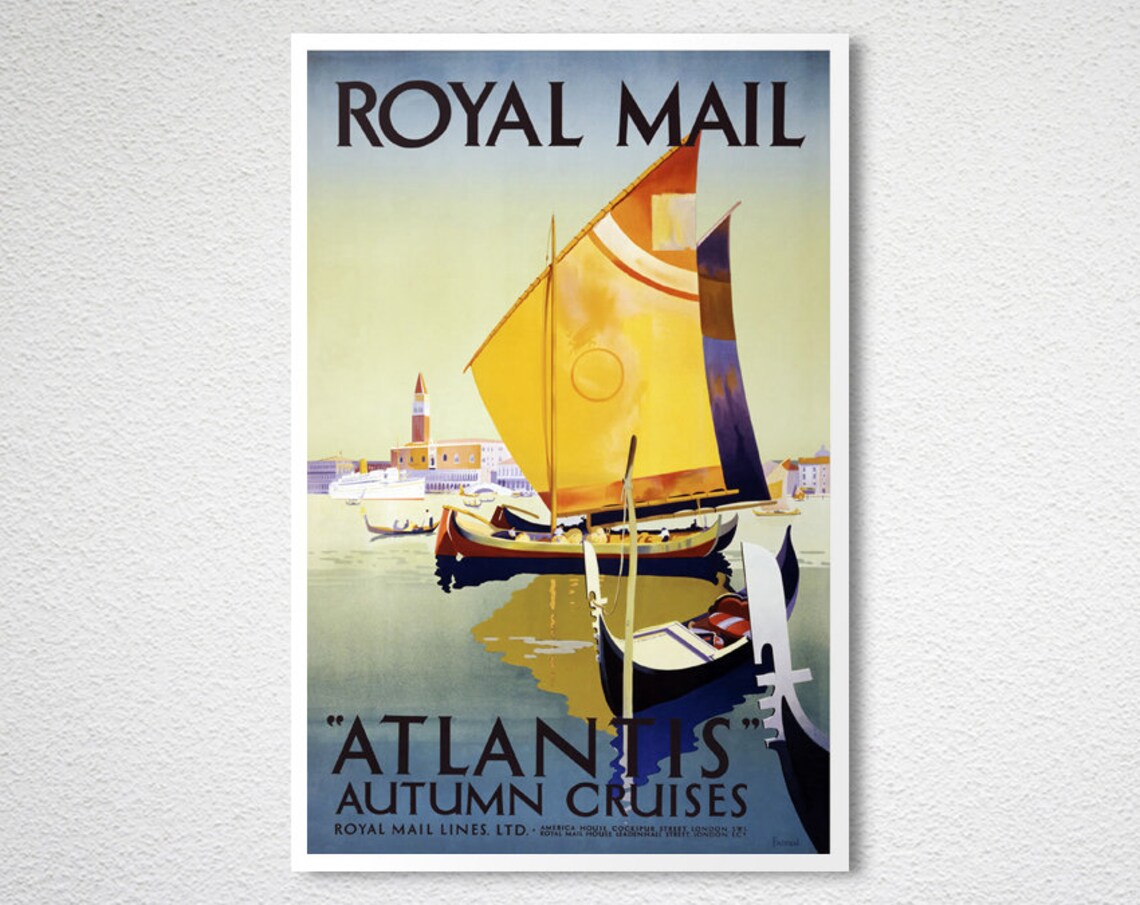 Royal Mail Atlantis Autumn Cruises Venice Sailboat Travel Poster - Image 2