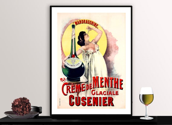 Creme De Menthe Glaciale Cusenier Vintage Fooddrink Poster Poster Paper Or Print Gift Idea