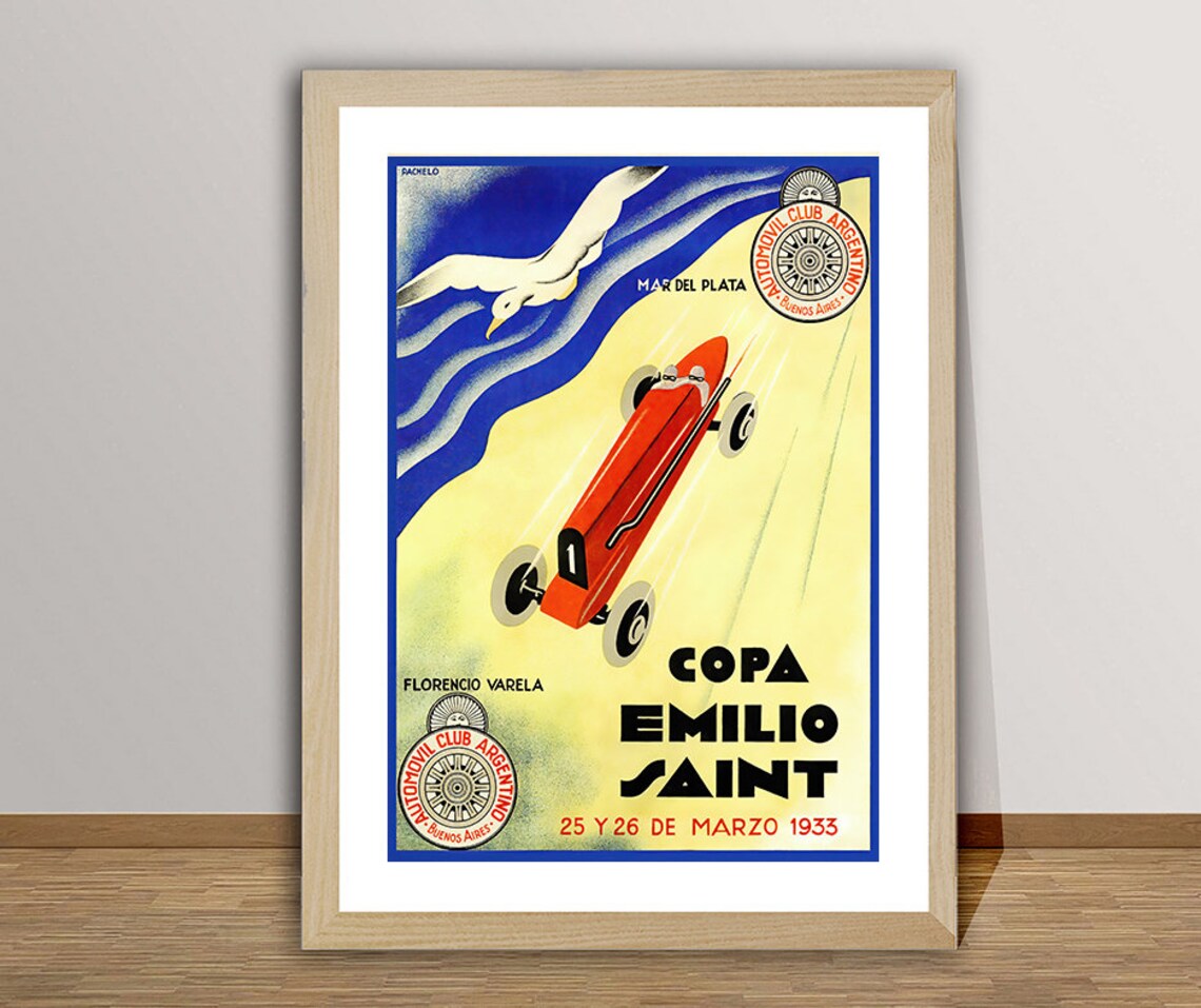Copa Emilio Saint 1933 Argentina Grand Prix Vintage Racing Poster - Image 2