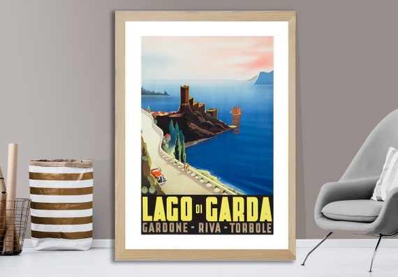 Lago Di Garda Gardone Riva Torbole Italy Vintage Travel Poster Lake Garda Poster Gift Idea Wall Decor
