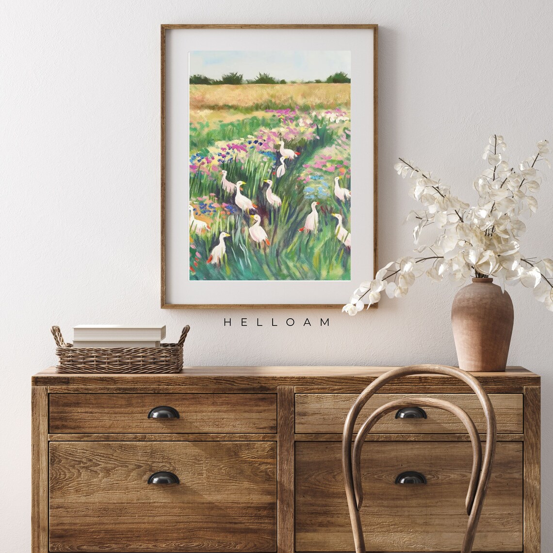Vintage Mother Duck Art Print, Cottagecore Nursery - Image 2