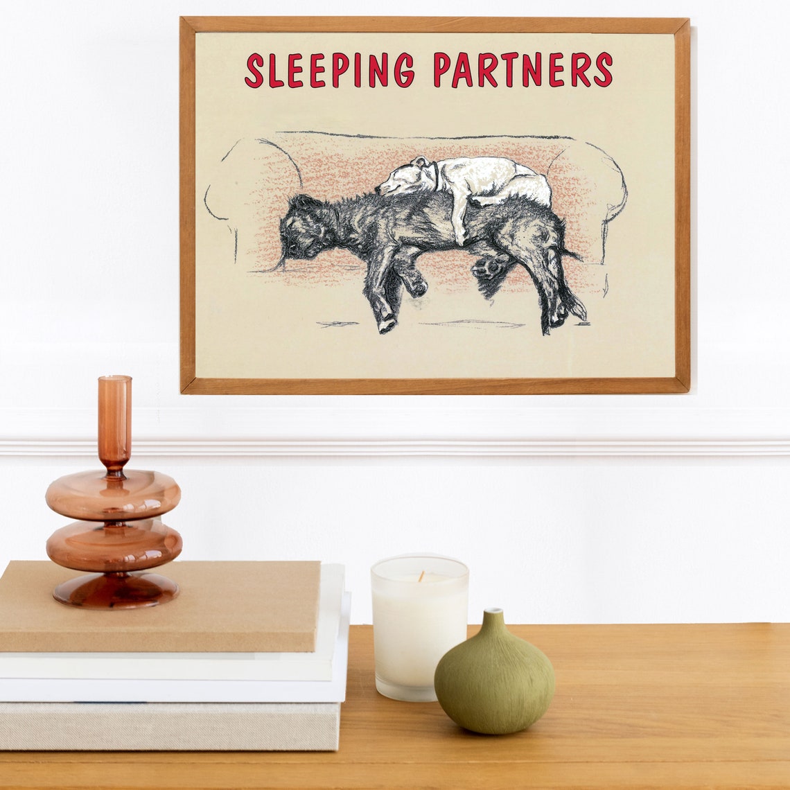 Cecil Aldin Sleeping Partners Dogs on Sofa Vintage Sketch Art Print - Image 2