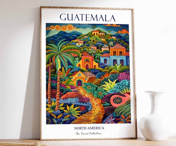 Guatemala Print Travel Poster North America Tropical Decor Wall Art Gift