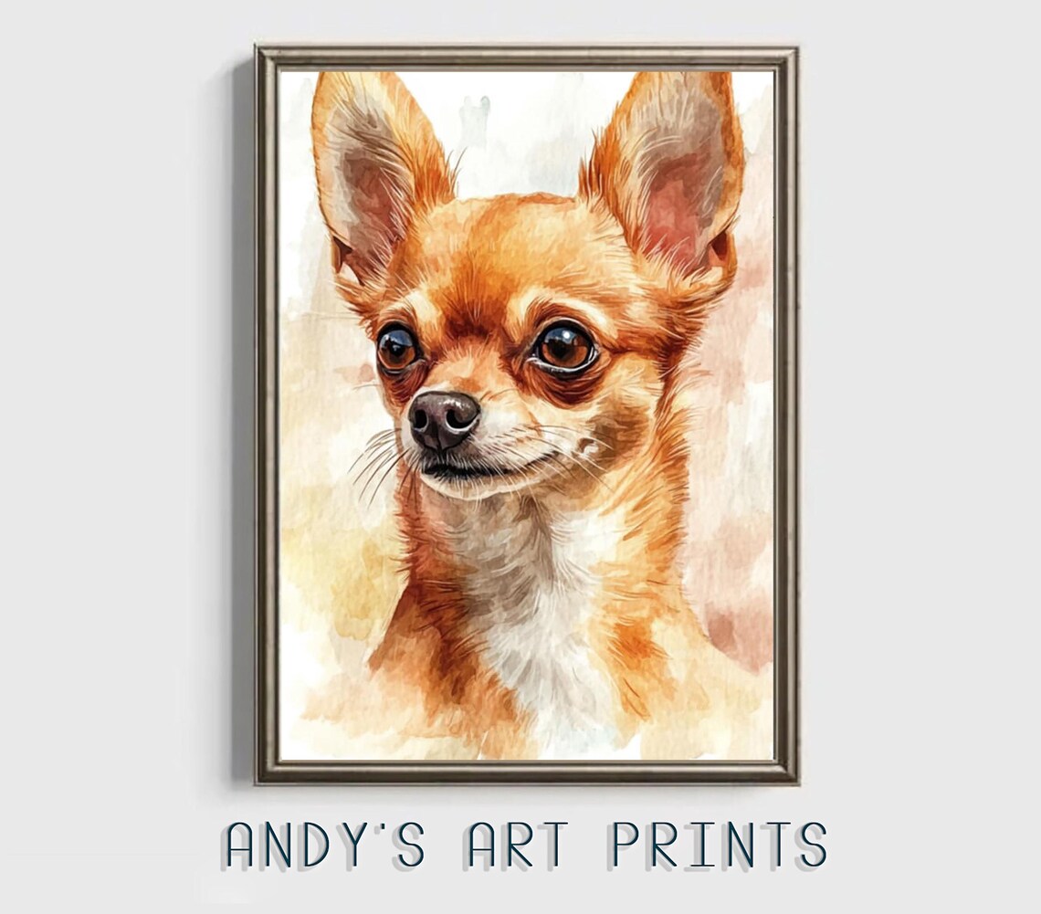 Chihuahua Portrait Soft Neutral Tone Watercolor Dog Art Print - Image 3