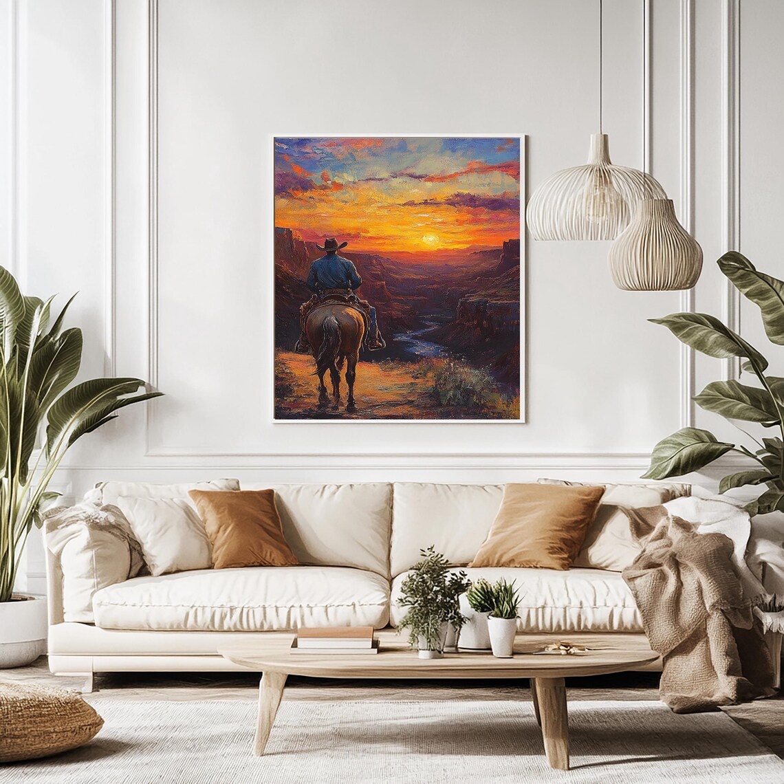 Cowboy Horse Oil Painting Wall Art Print Landscape Art Print Horse Lover Print Poster Gift Idea Country Home Decor - Image 2
