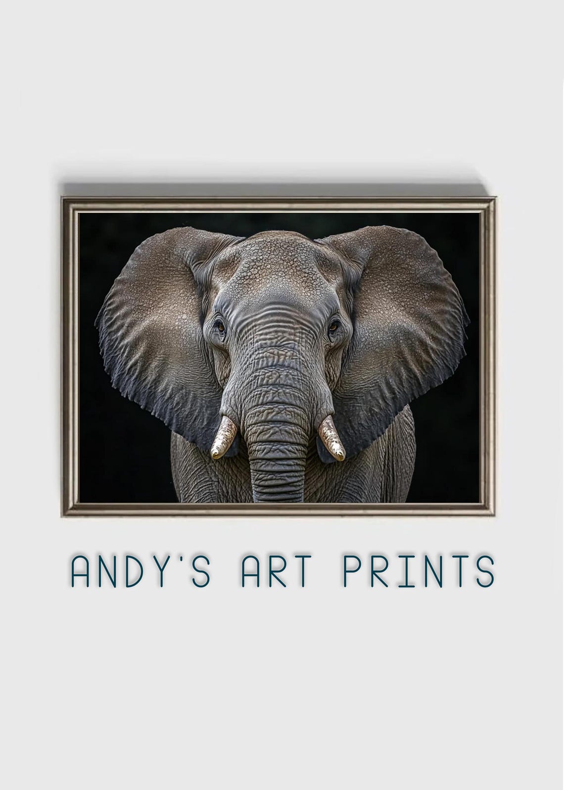 Elephant Wall Art Oil Painting Animal Lover Portrait Close Up Wild Animals Print Poster Wall Art Dark Moody