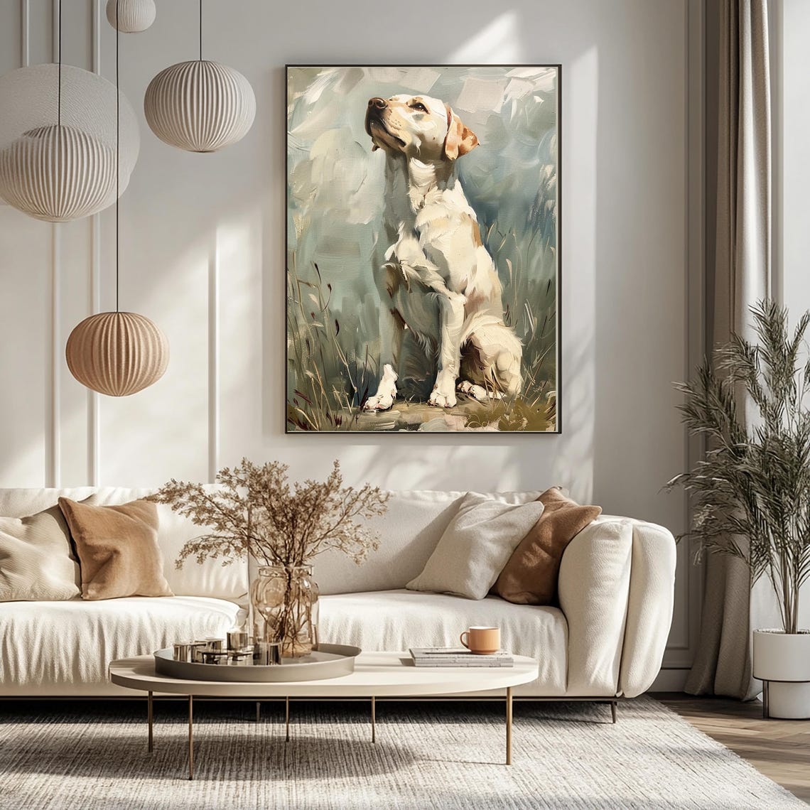 Labrador Retriever Sitting In A Sunlit Field Oil Painting Poster