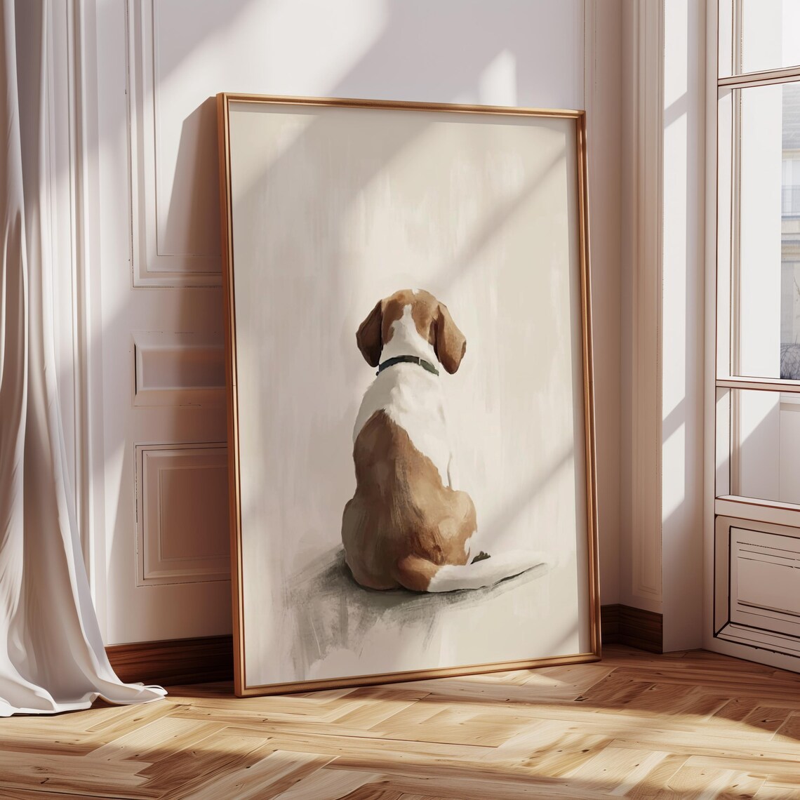 Beagle Seen From Behind Minimalist Neutral Dog Painting Poster