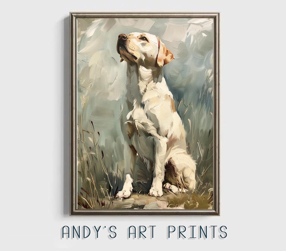 Labrador Retriever Sitting In A Sunlit Field Oil Painting Poster - Image 2