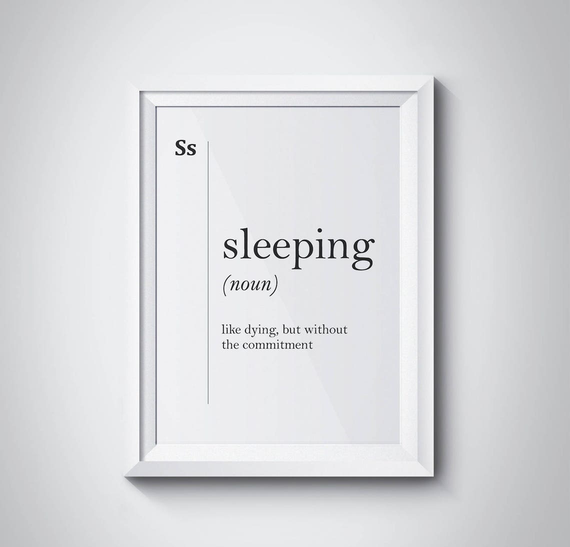 Sleeping Funny Dictionary Definition Bedroom Typography Poster