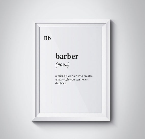 Barber Definition Print Gift For Barber Hairdresser Gift Stylist Coworker Barbershop Wall Art Gift Typography Professions Dictionary Poster