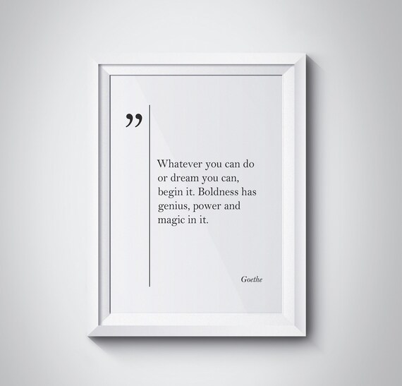 Goethe Boldness Has Genius Motivational Quote Typography Wall Decor Poster