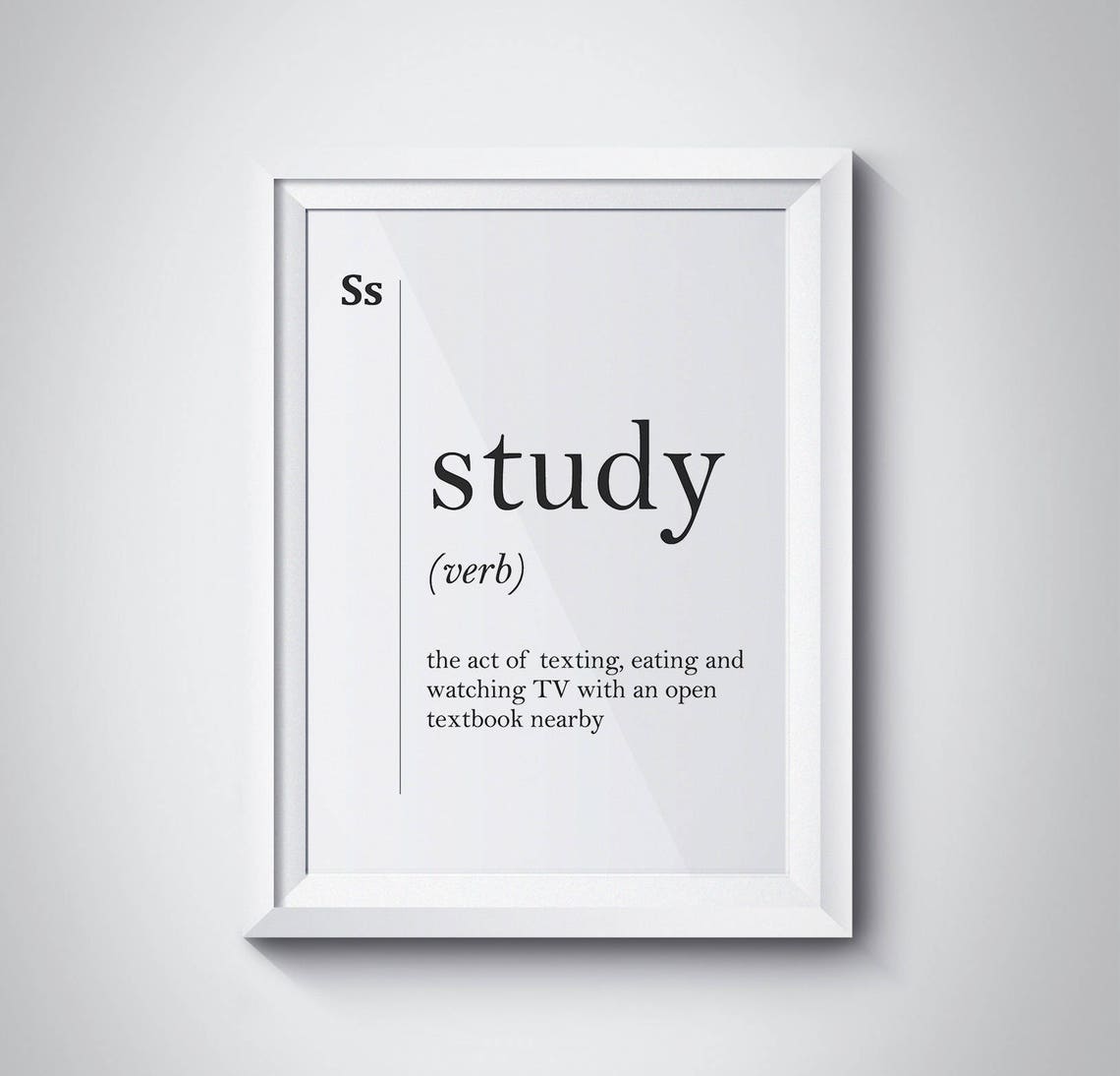 Study Funny Student Dictionary Definition Humor Quote Gift Poster