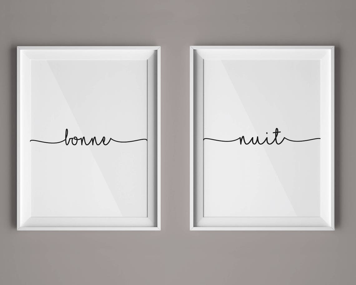 Bonne Nuit French Good Night Calligraphy Bedroom Set Design Poster