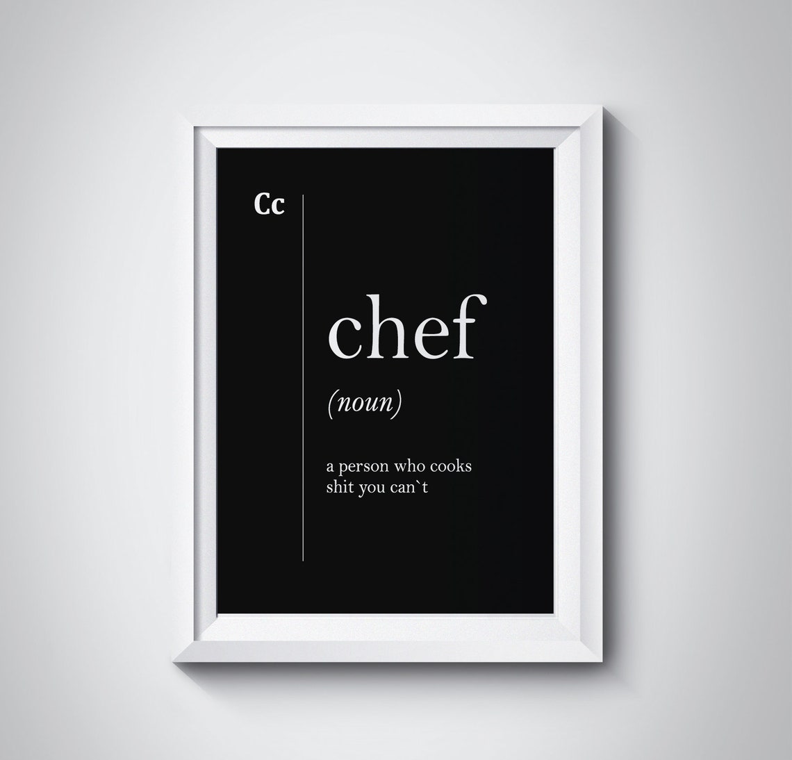 Chef Funny Noun Definition Black Kitchen Dictionary Gift Poster