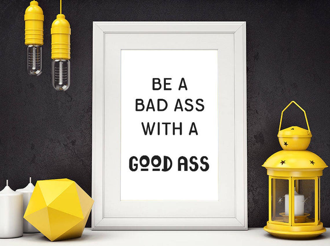 Be A Bad Ass With A Good Ass Fitness Gift Motivational Quote Wall Art Typography Fitness Art Gym Decor Fitness Motivation - Image 2
