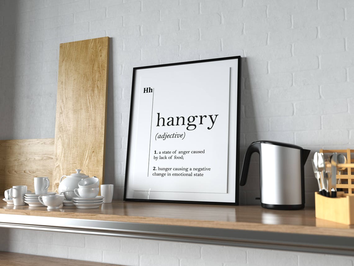 Hangry Adjective Dictionary Definition Funny Kitchen Wall Decor Poster - Image 3