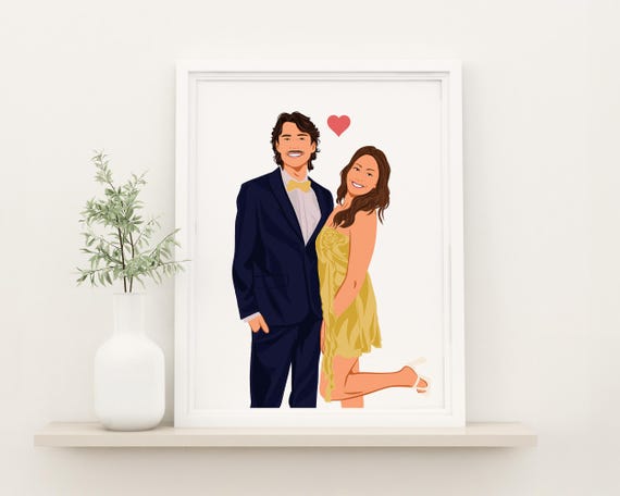 Custom Couple Portrait, Valentine's Day Art Print