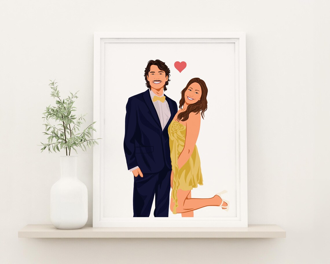 Custom Couple Portrait, Valentine's Day Art Print