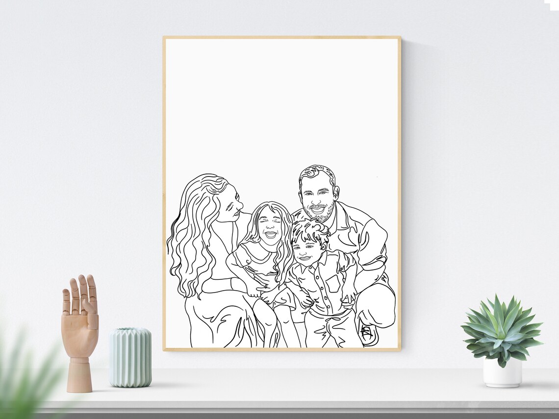 Personalized Line Art Couple Portrait Art Print - Image 3