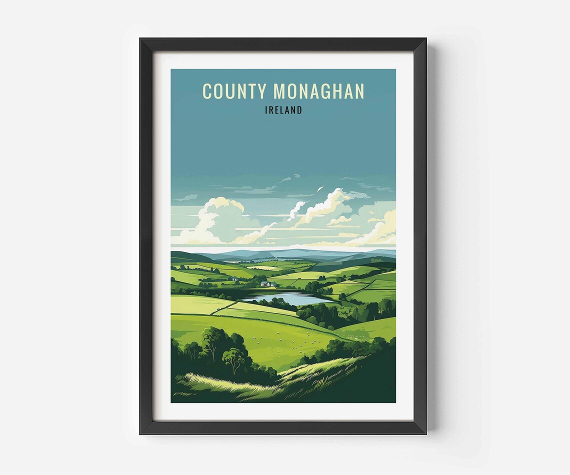 County Monaghan Ireland Illustration Travel Poster