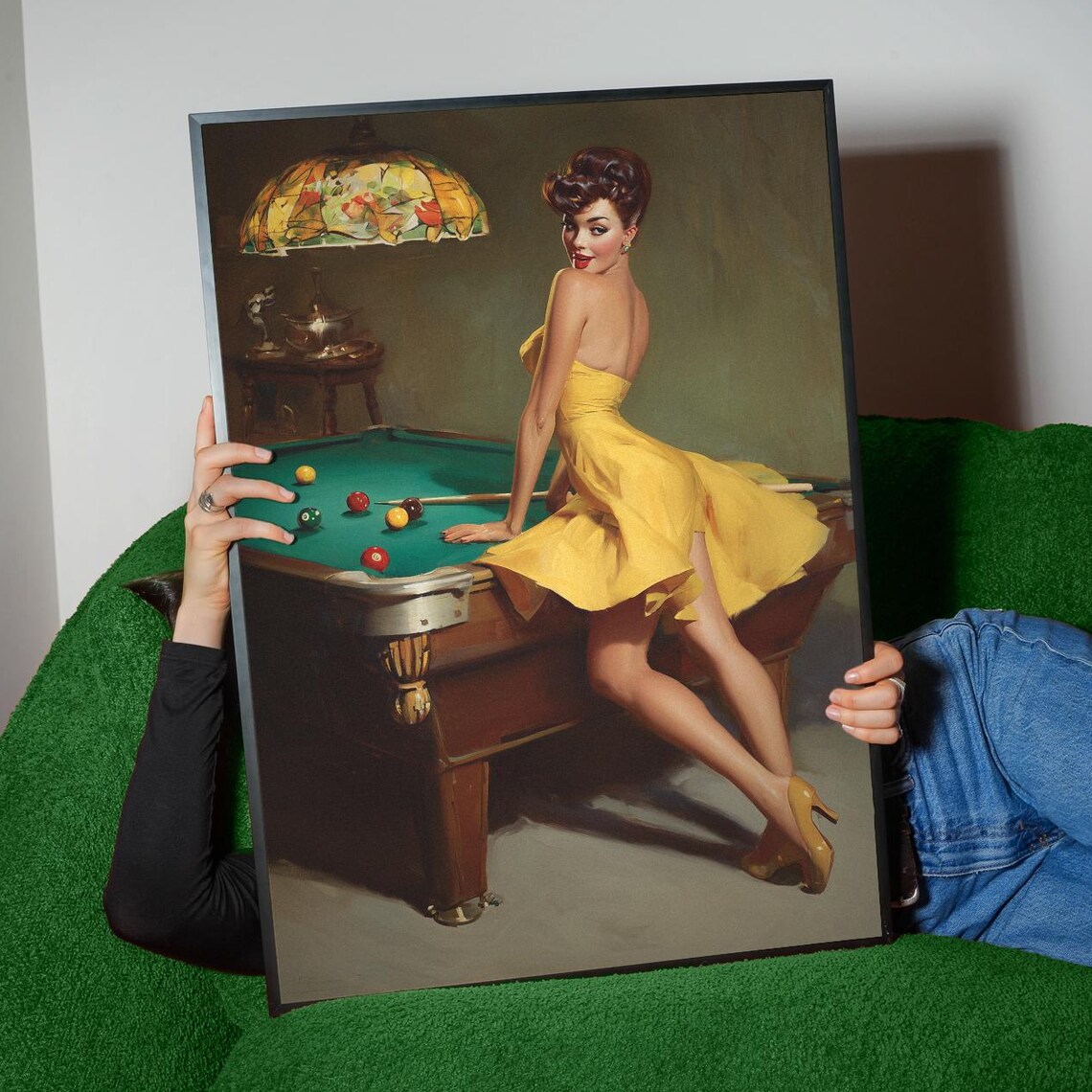 Retro Pool Art Print, 70s Style Billiards Decor