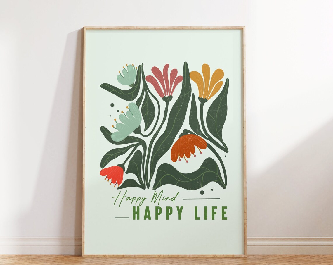Boho Floral Botanical Art Print, Aesthetic Gallery