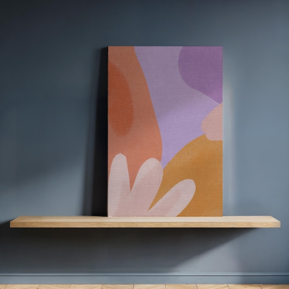 Minimalist Abstract Pastel Canvas Soft Organic Shapes Wall Art