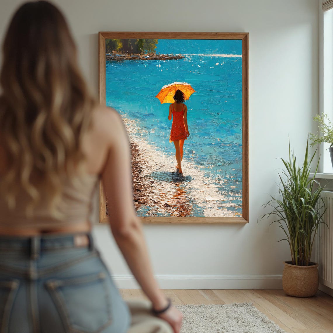 Sunny Beach Woman, Impressionist Coastal Art Print - Image 6