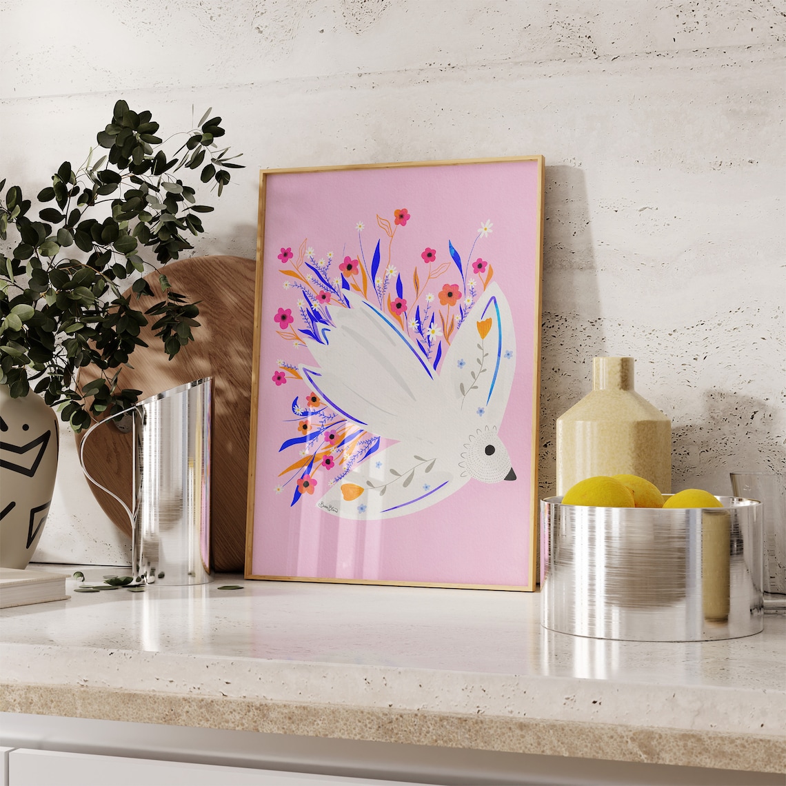 Pink Seagull Bird Wall Art, Boho Poster Print - Image 6
